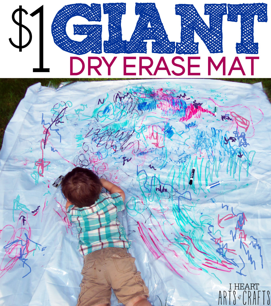 $1 Giant Dry Erase Mat - Makes a great indoor rainy day activity, and it's mess free!