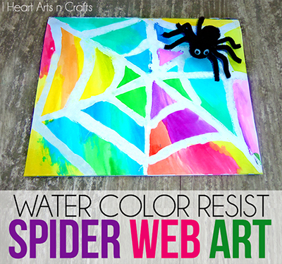 Water Color Resist Spider Web Art