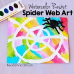 Colorful Watercolor Resist Spider Web Art