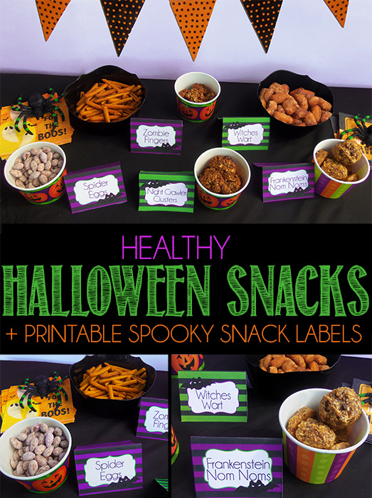Healthy Halloween Party Snacks with Printable Spooky Snack Labels!