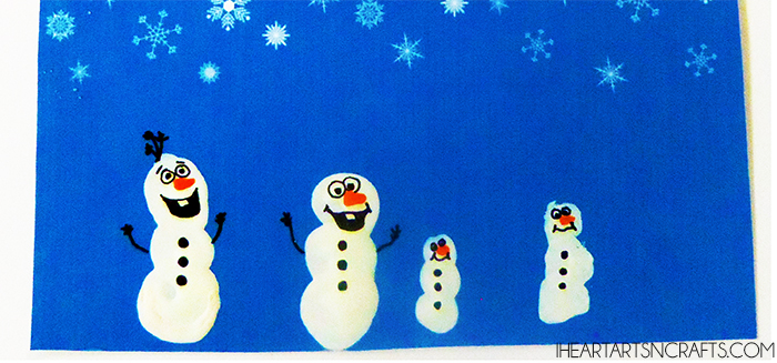 Frozen Inspired Printable Cards - Just add a fingerprint Olaf or make the whole family using fingerprint snowmen!
