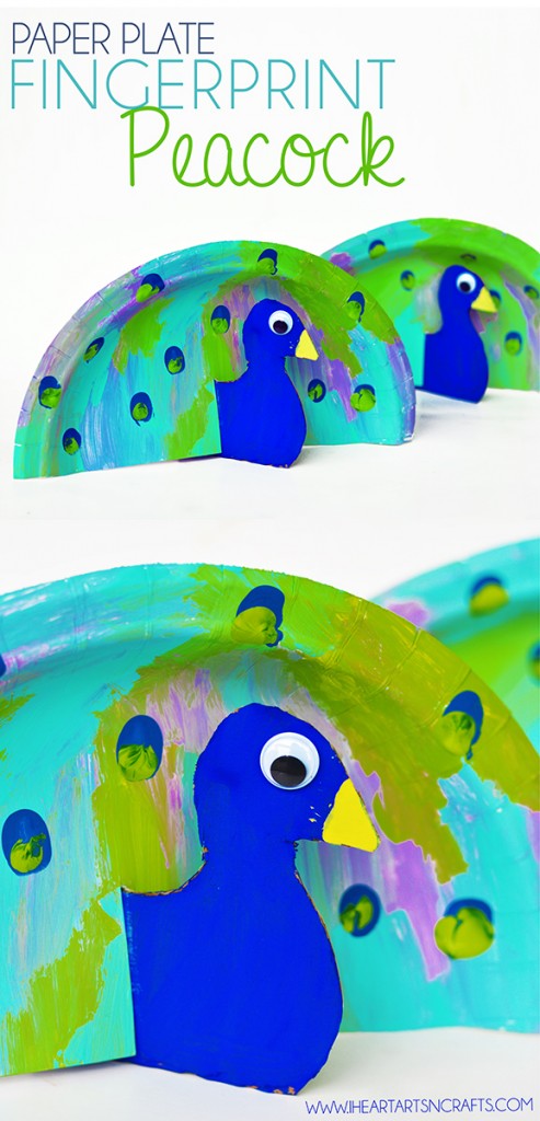 Paper Plate Fingerprint Peacock Kids Craft