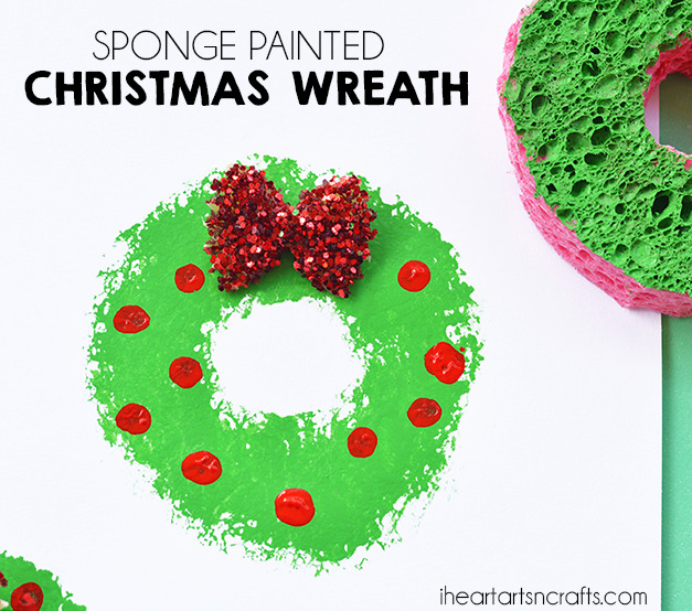 Sponge Painted Christmas Wreath