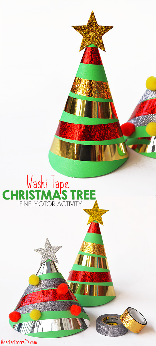 Washi Tape Christmas Tree Fine Motor Activity