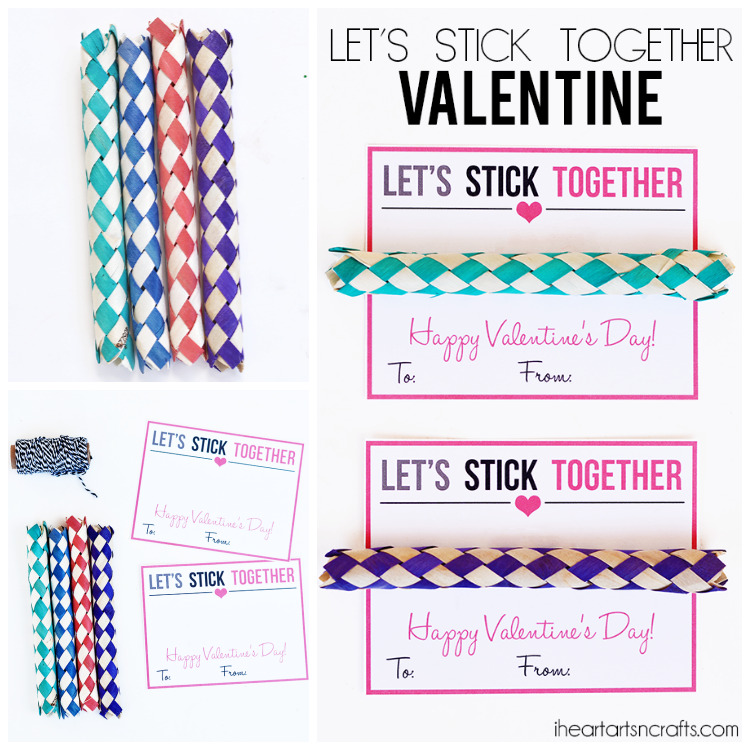 Let's Stick Together Finger Trap Printable Valentine