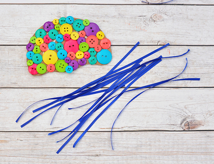 Colorful Button Jellyfish Craft For Kids