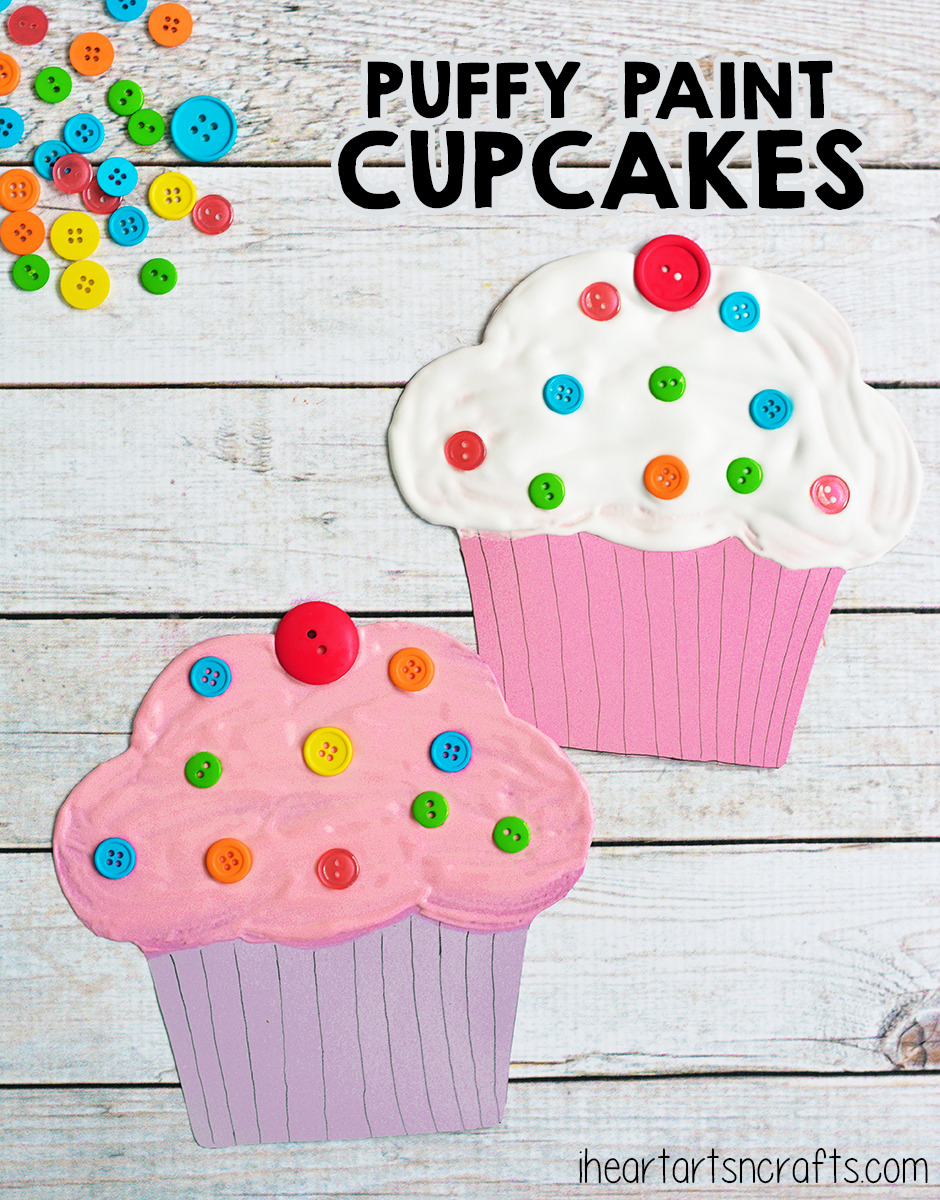 Puffy Paint Cupcake Craft For Kids - The perfect craft to pair with the book If You Give A Cat A Cupcake!