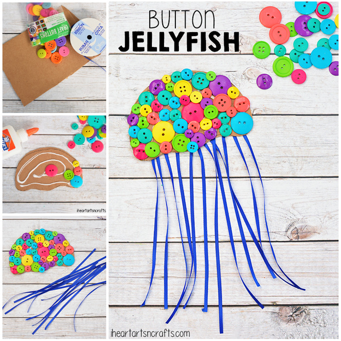 Colorful Button Jellyfish Craft For Kids
