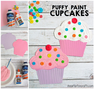 Puffy Paint Cupcake Craft For Kids - The perfect craft to pair with the book If You Give A Cat A Cupcake!