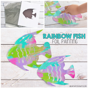 Fine Motor Rainbow Fish Foil Painting Activity