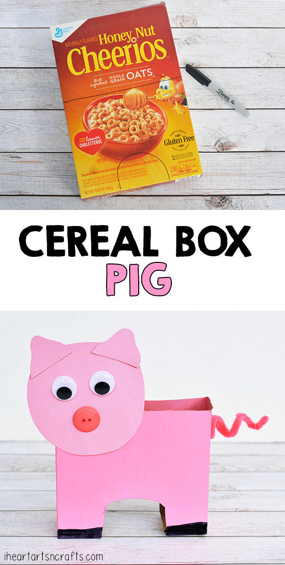 Cereal Box Pig Craft For Kids