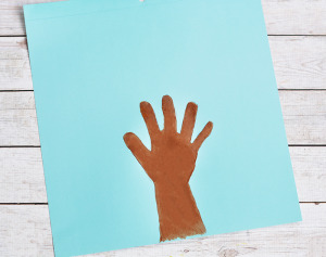 Loofah Stamped Handprint Fall Tree Craft