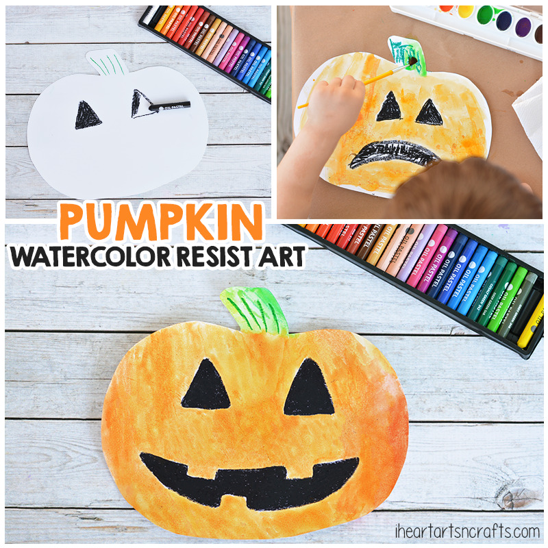Pumpkin Watercolor Resist Art For Kids