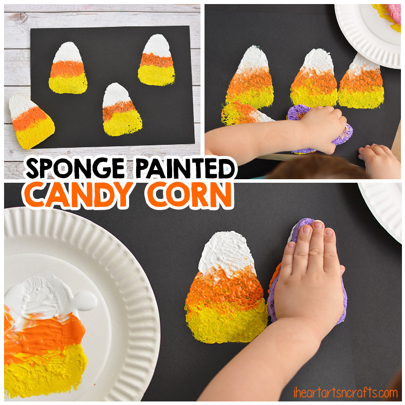 Sponge Painted Candy Corn Activity For Kids