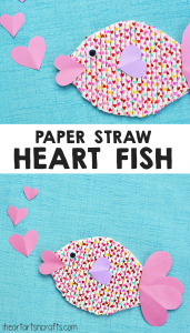 Paper Straw Heart Fish Craft For Kids
