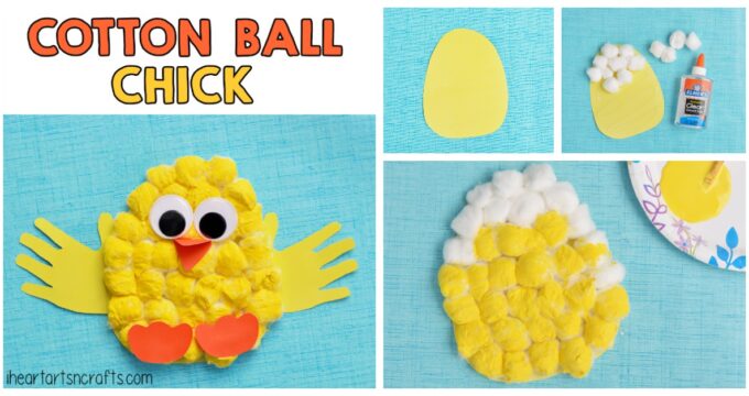 Cotton Ball Handprint Chick Craft For Kids