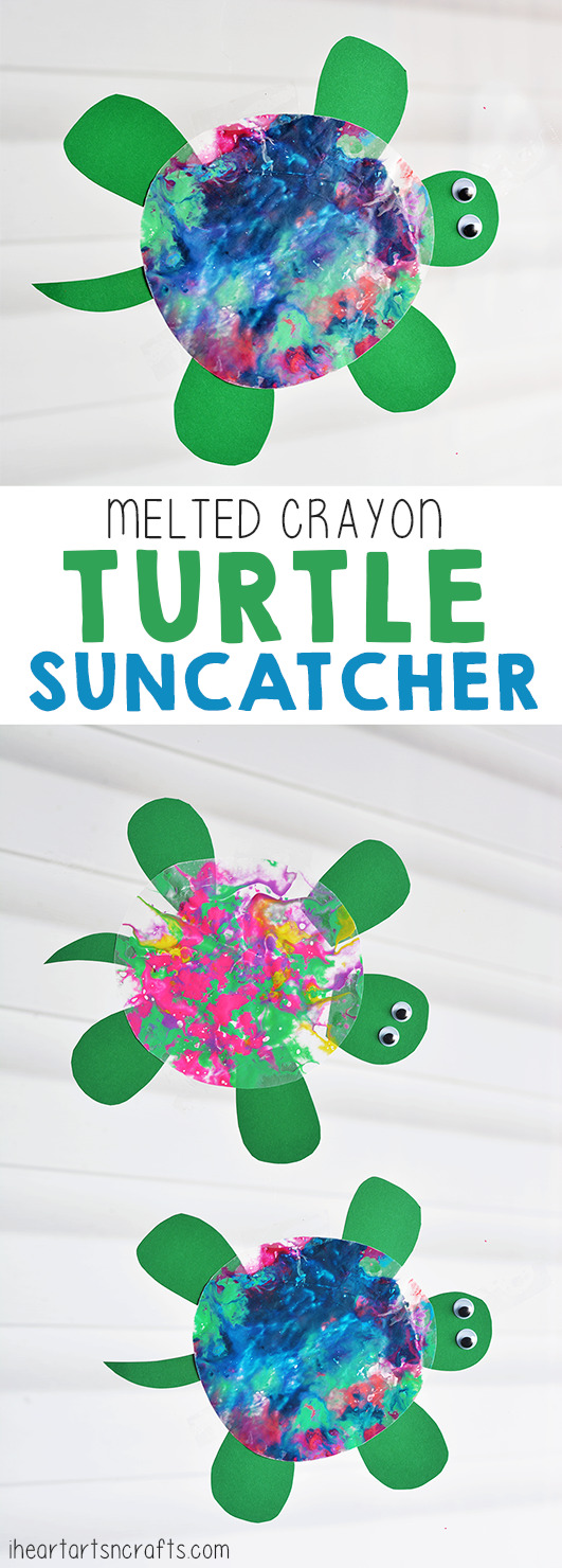 Melted Crayon Turtle Suncatcher Craft For Kids
