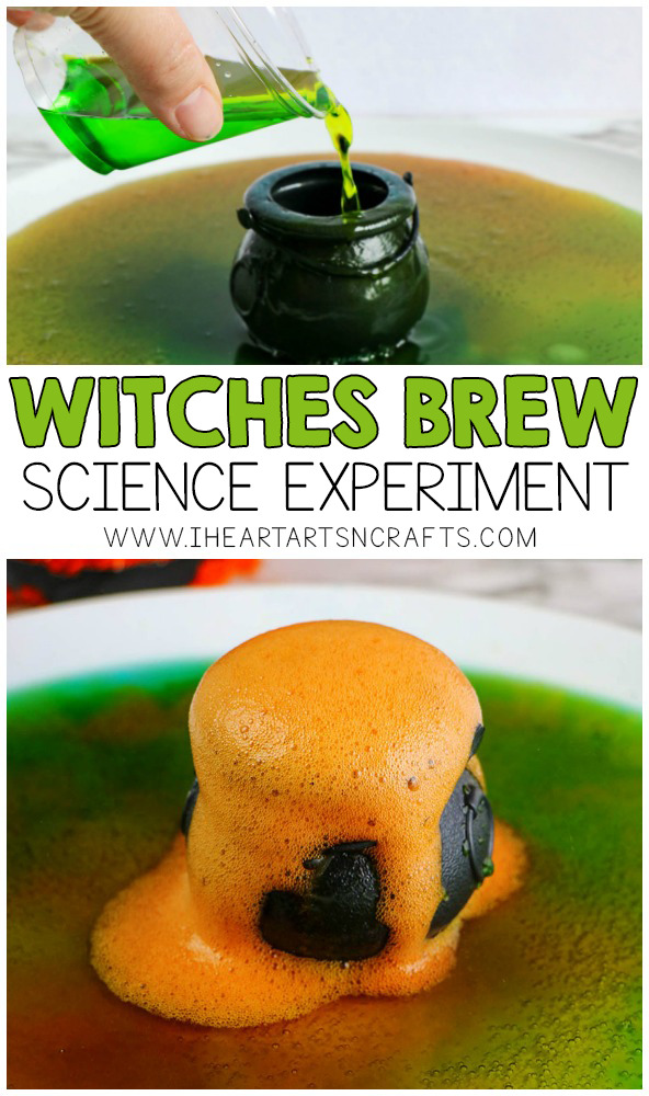 Add some creepy fun to your Halloween with this Bubbling Witches Brew Science Experiment. Kids can make their own creepy witch science with chemical reactions.