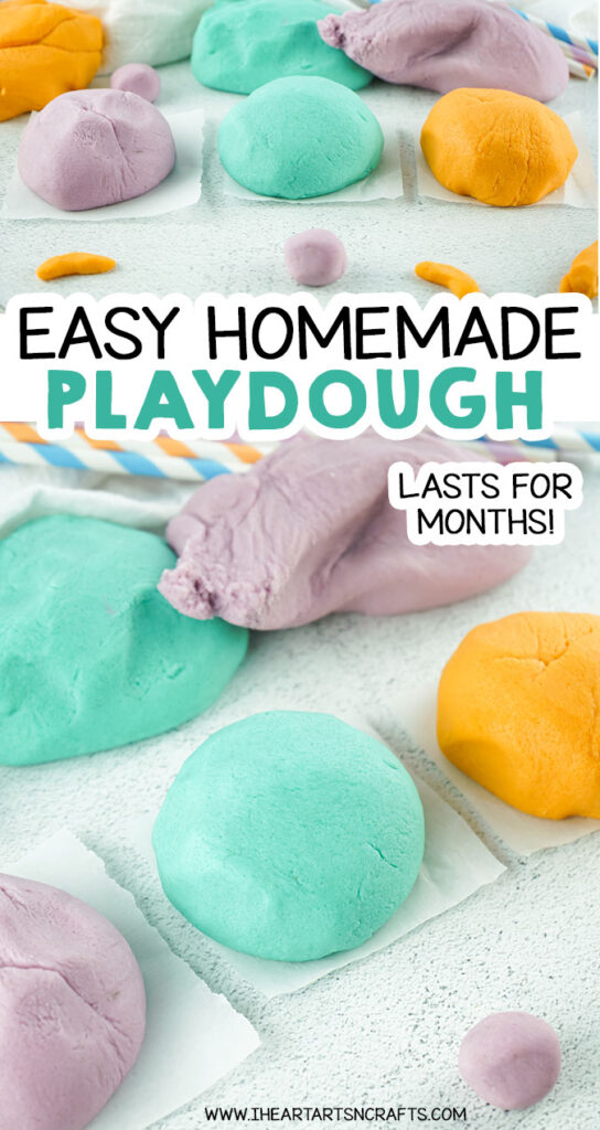 Whip up your own quick homemade no cook playdough, that's so much better than the store bought stuff! Easy, with only 5 ingredients and quick with only a little mixing time! You should have all the ingredients on hand for this fun recipe!