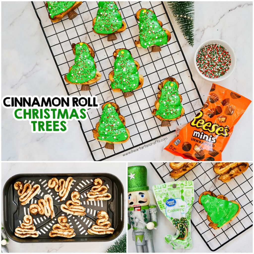 Make Christmas trees out of cinnamon rolls! These Christmas Tree Cinnamon Rolls are the perfect addition to your breakfast Christmas morning. The kids will even have fun decorating their own tree. And how cute are the mini Reese's as the tree trunks!