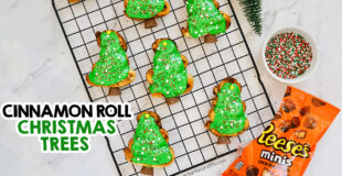 Make Christmas trees out of cinnamon rolls! These Air Fryer Christmas Tree Cinnamon Rolls are the perfect addition to your breakfast Christmas morning. The kids will even have fun decorating their own tree. And how cute are the mini Reese's as the tree trunks!