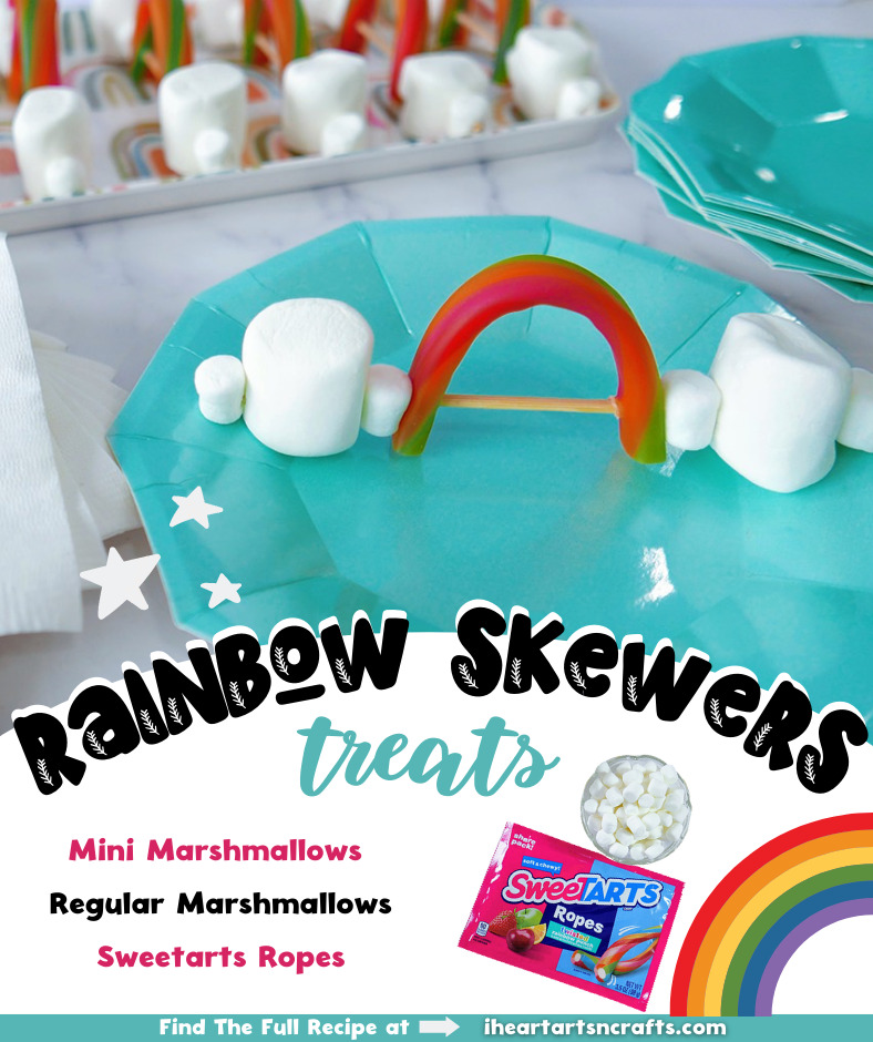 These Rainbow Candy Skewers Snacks make the cutest party snacks, St. Patricks Day treat, or for a weather unit at preschool. Using just a few supplies you can whip these fun treats up in no time.
