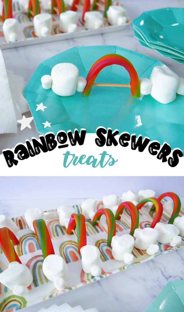 These Rainbow Candy Skewers Snacks make the cutest party snacks, St. Patricks Day treat, or for a weather unit at preschool. Using just a few supplies you can whip these fun treats up in no time.
