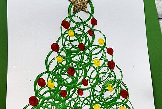 Cardboard Tube Stamped Christmas Tree Craft